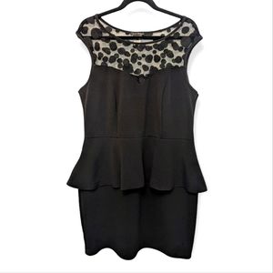 Black Peplum Dress with Lace Sweetheart Neckline, Size XXL